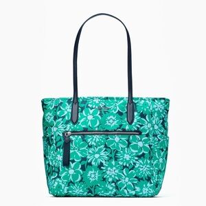 ♠️Kate Spade Chelsea Nylon Floral Printed Large Travel Tote Bag Green NWT